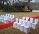 White Toledo Chair Covers With Red Carpet